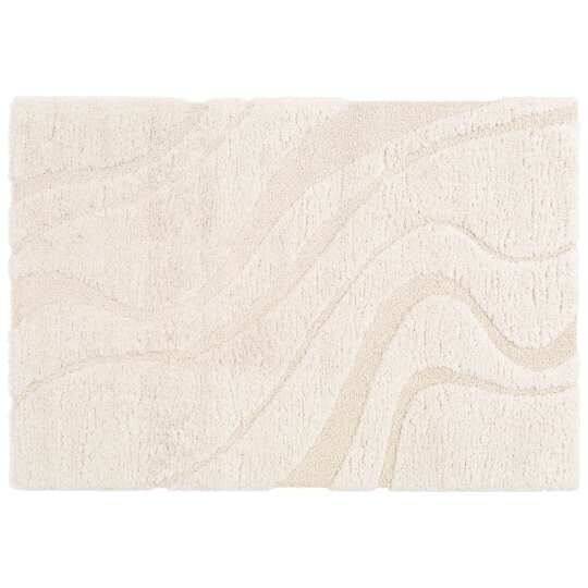 Tapis shaggy rectangulaire en polyester recyclé motif géométrique à poils longs
