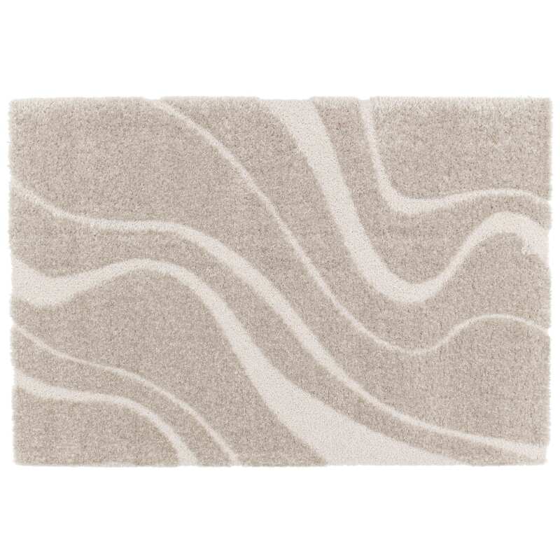 Tapis shaggy rectangulaire en polyester recyclé motif géométrique à poils longs
