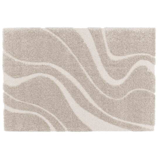 Tapis motif abstrait à poils longs shaggy en matière recyclée rectangulaire | Oviala