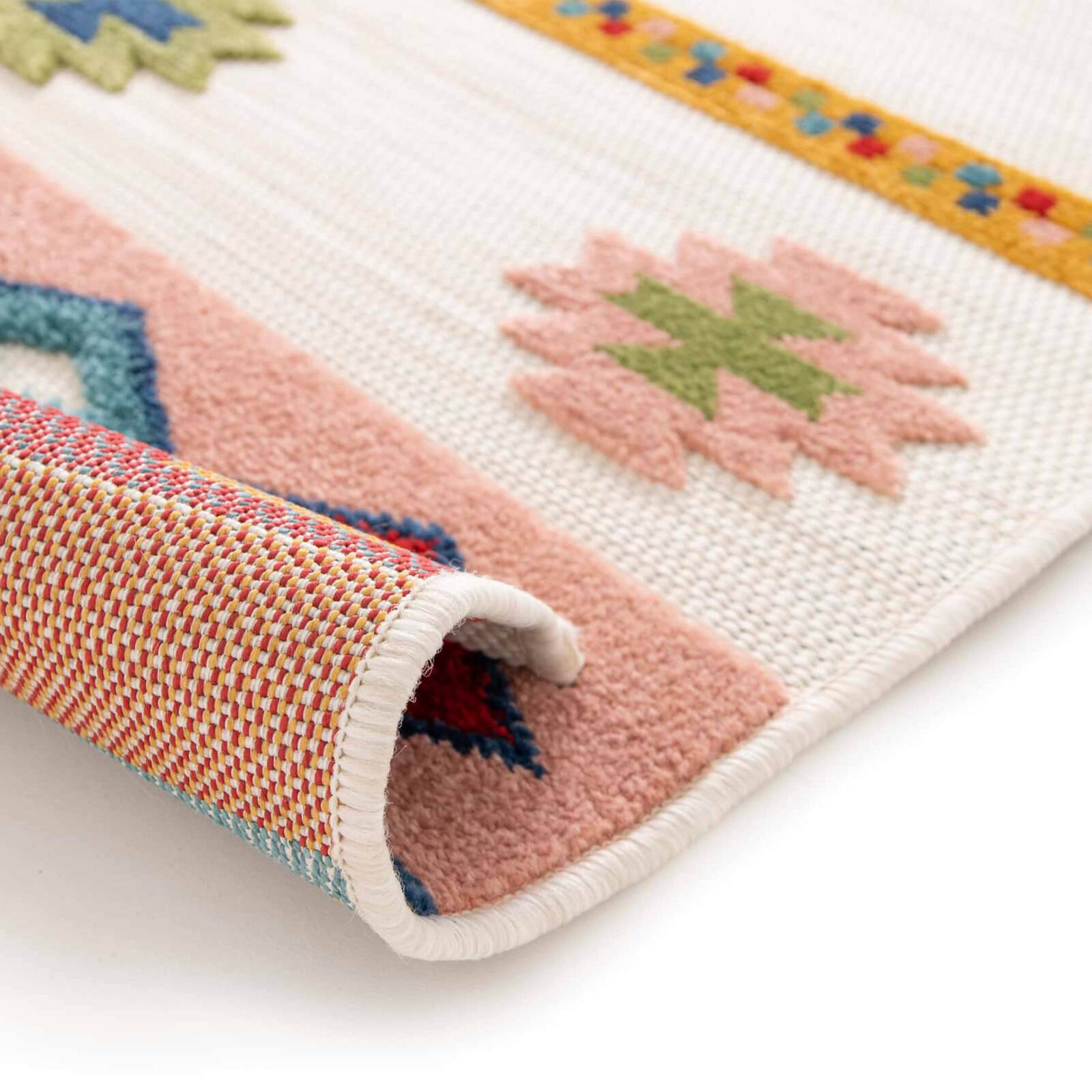 Tapis rectangulaire à motifs en polypropylène à poils ras