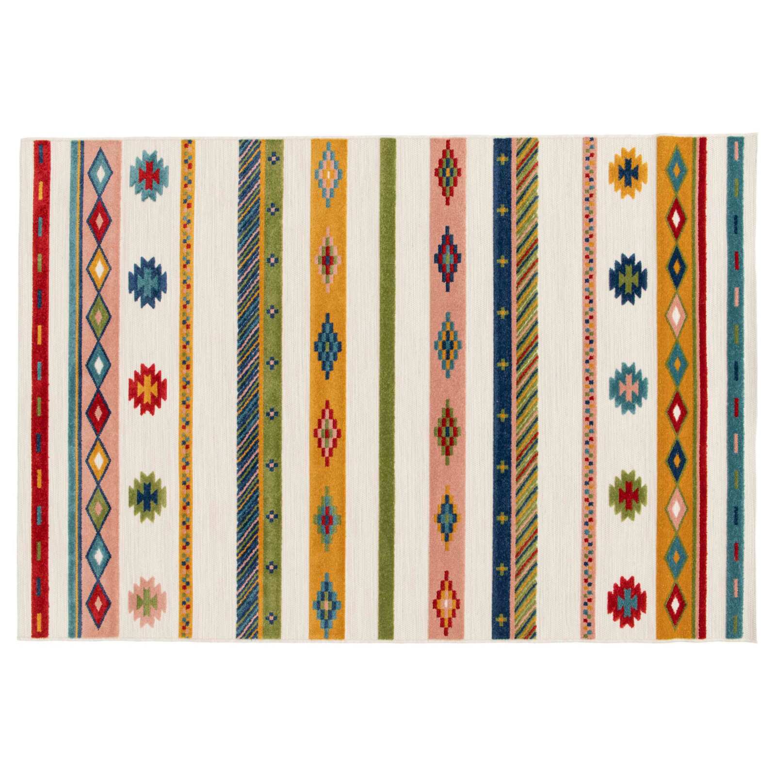 Tapis rectangulaire à motifs en polypropylène à poils ras