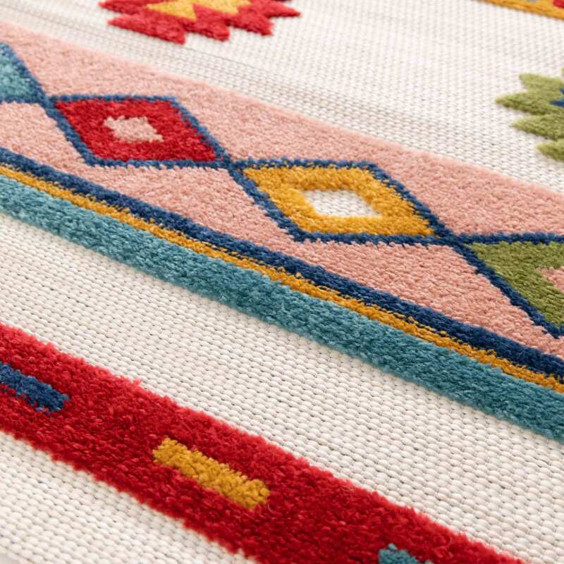 Tapis rectangulaire à motifs en polypropylène à poils ras