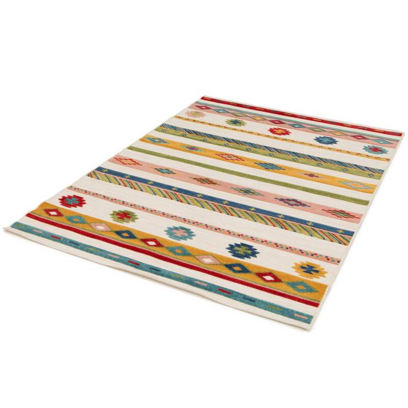 Tapis rectangulaire à motifs en polypropylène à poils ras