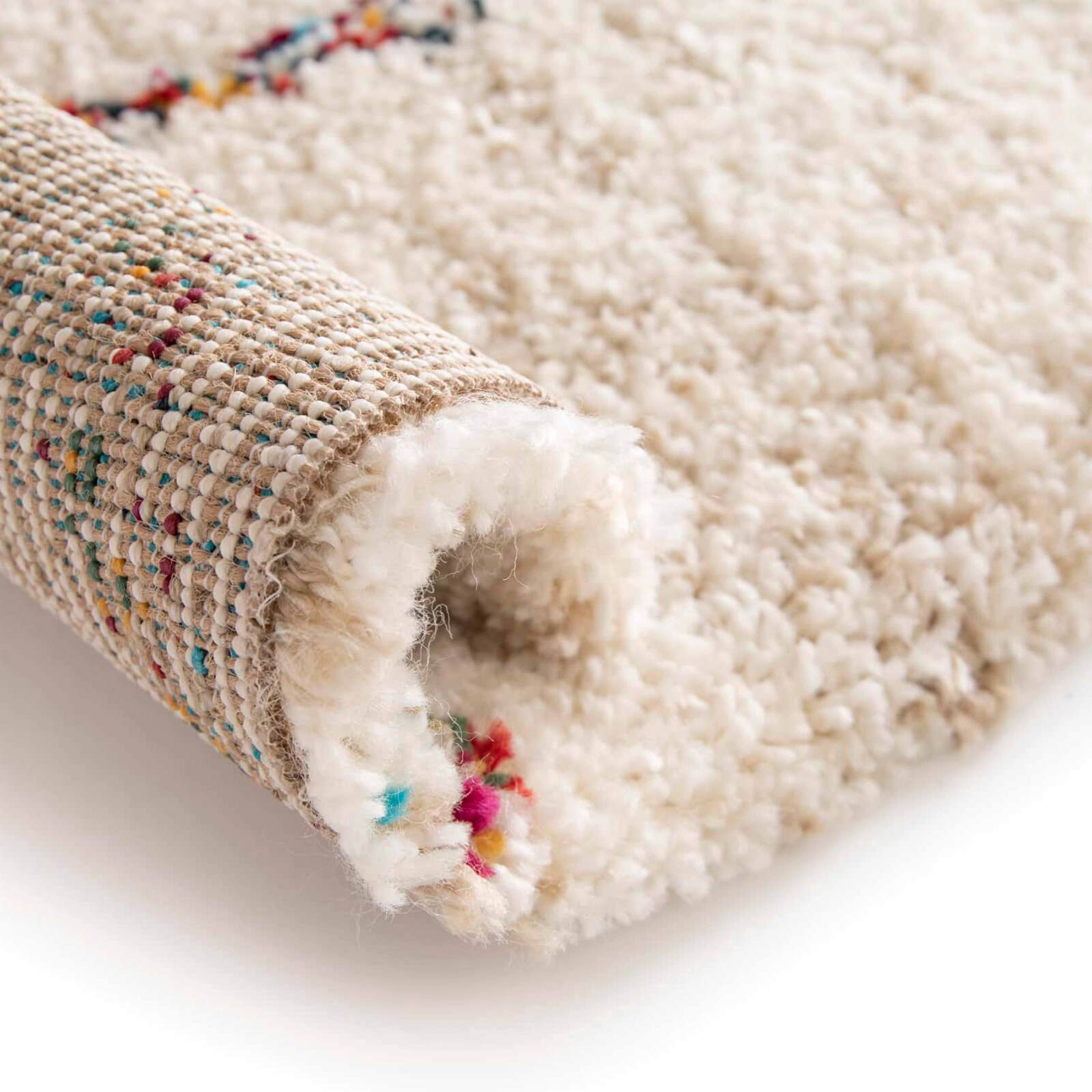 Tapis rectangulaire en polypropylène motifs ethnique à poils longs