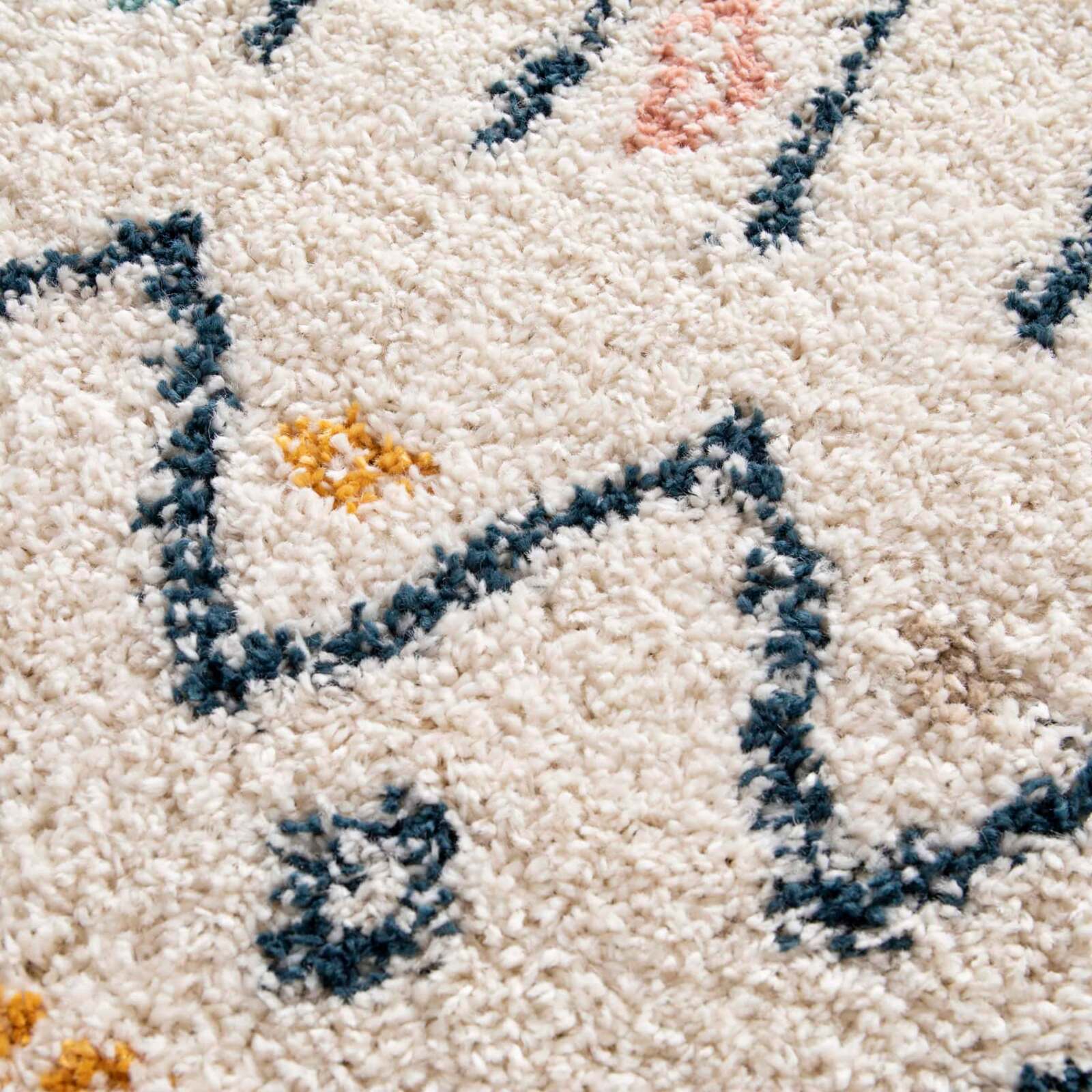 Tapis rectangulaire en polypropylène motif ethnique à poils longs