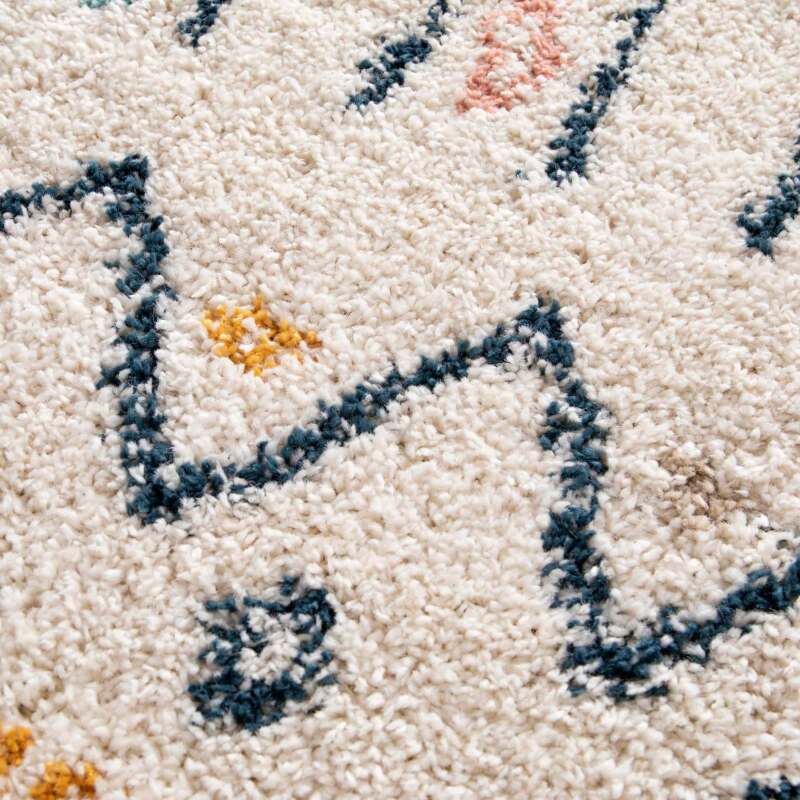 Tapis rectangulaire en polypropylène motif ethnique à poils longs