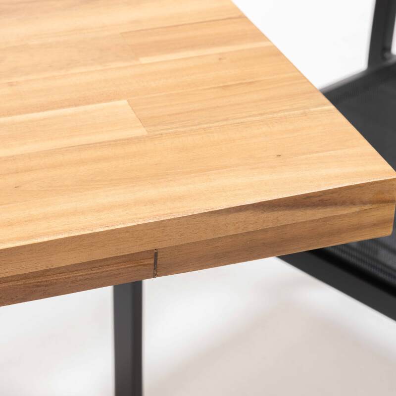 Table de jardin rectangulaire 240 x 95 cm en bois d'acacia et 10 chaises avec accoudoirs en aluminium