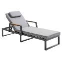 Lot de 2 bains de soleil avec tablette en aluminium et bois teck