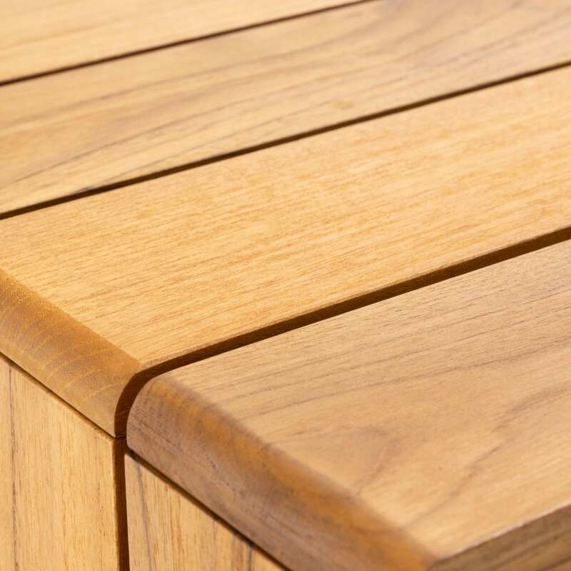 Lot de 2 bains de soleil avec tablette en aluminium et bois teck