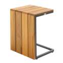 Lot de 2 bains de soleil avec tablette en aluminium et bois teck