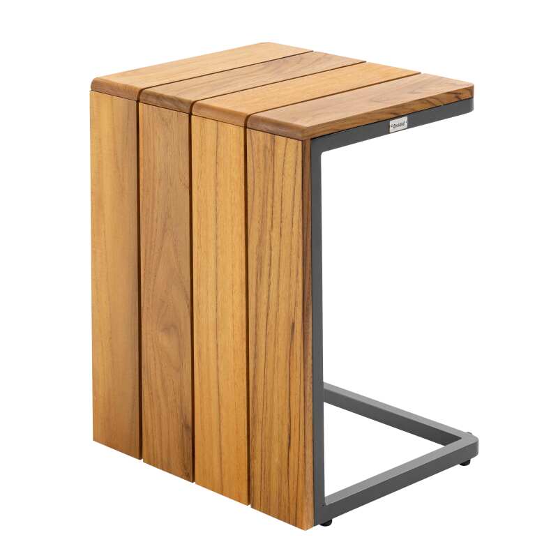 Lot de 2 bains de soleil avec tablette en aluminium et bois teck