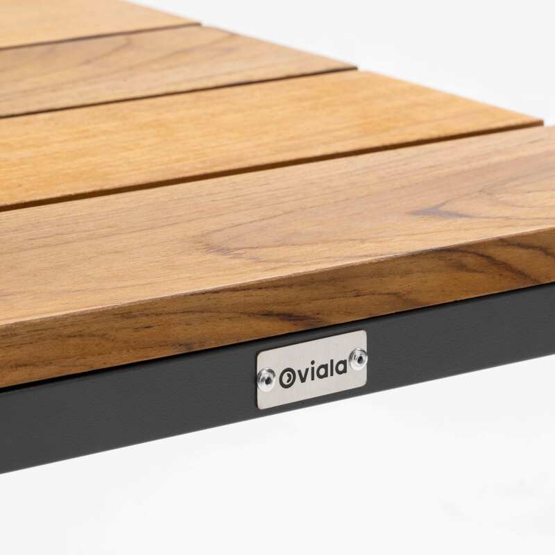 Tablette pour bain de soleil en aluminium et bois teck