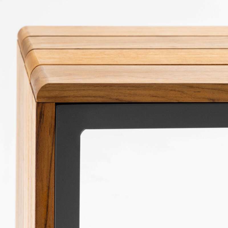 Tablette pour bain de soleil en aluminium et bois teck