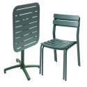 Table de terrasse 70x70 cm inclinable et 2 chaises en aluminium