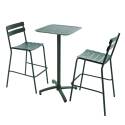 Table haute 60x60 cm inclinable et 2 chaises hautes en aluminium