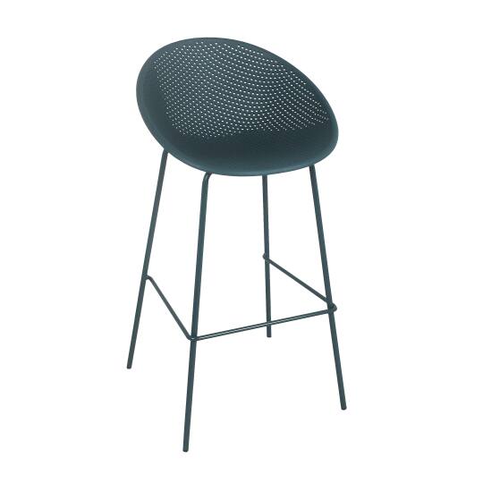 Chaises hautes de jardin en plastique et acier - Lot de 4 | Oviala