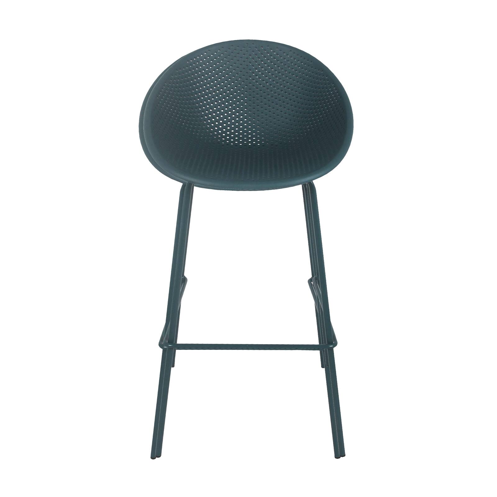 Lot de 4 chaises hautes de terrasse en plastique et acier