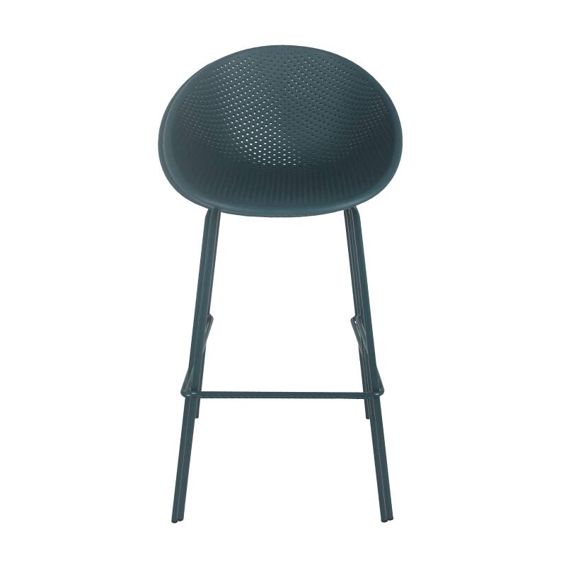 Lot de 4 chaises hautes de terrasse en plastique et acier