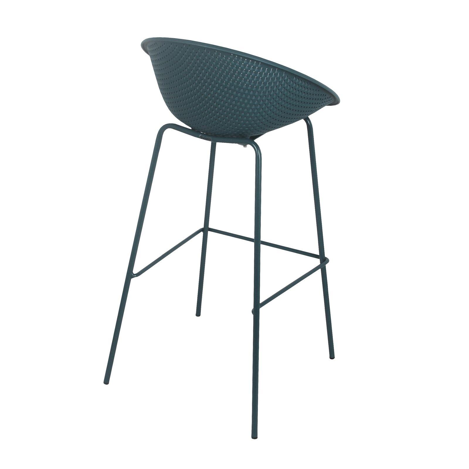 Lot de 4 chaises hautes de terrasse en plastique et acier