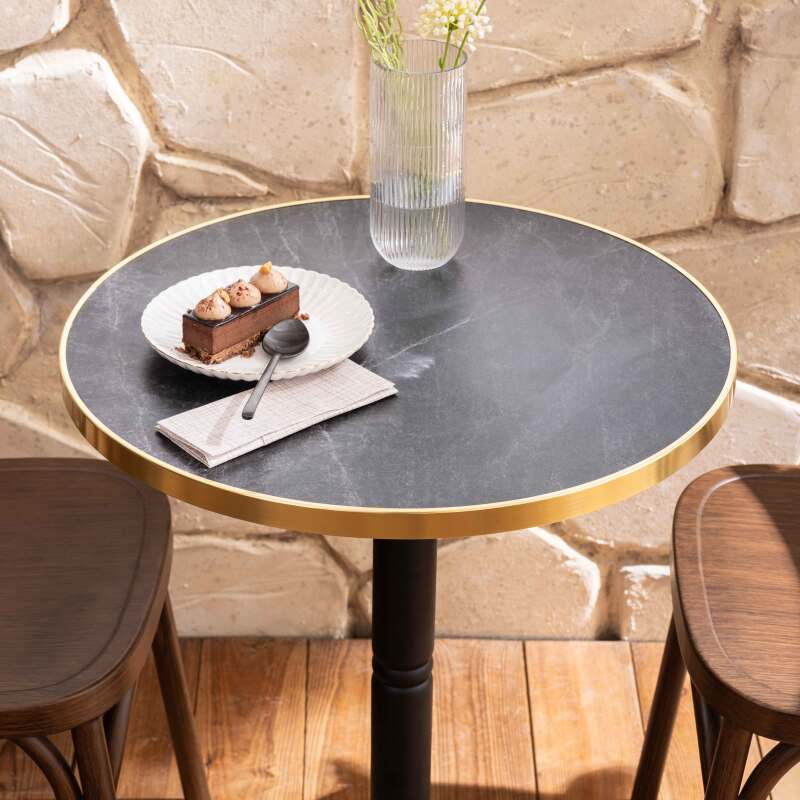 Plateau de table rond en mélaminé avec cerclage en aluminium ⌀60 cm (3/7)