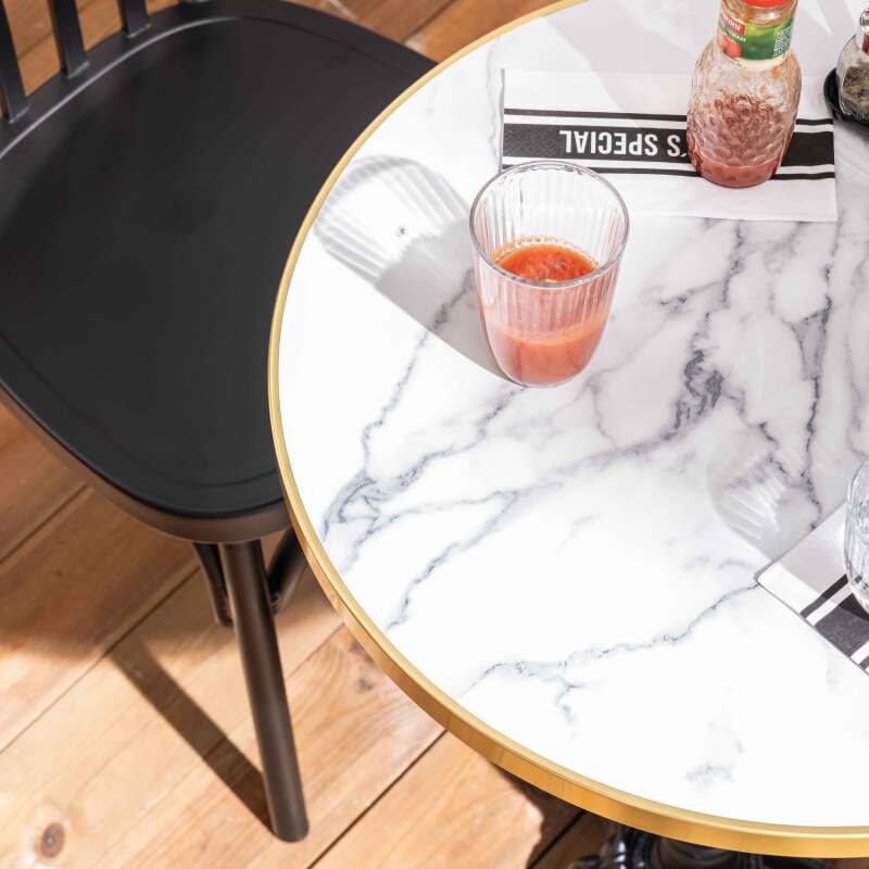 Plateau de table rond en mélaminé avec cerclage en aluminium ⌀60 cm