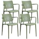 Lot de 4 chaises de terrasse ajourée en plastique avec accoudoirs