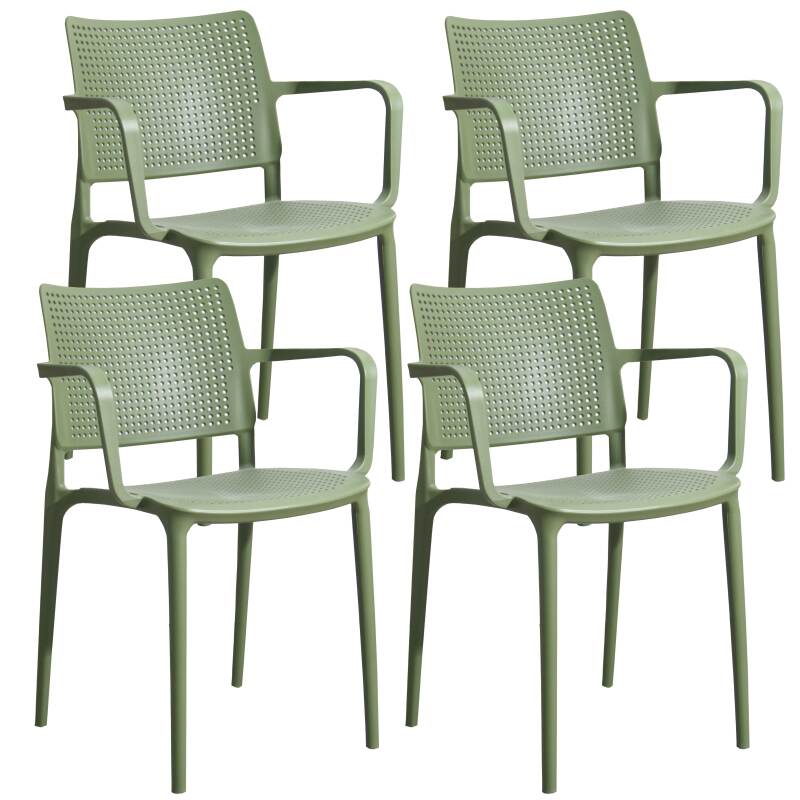 Lot de 4 chaises de terrasse ajourée en plastique avec accoudoirs