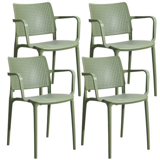 Lot de 4 chaises de terrasse ajourée en plastique avec accoudoirs