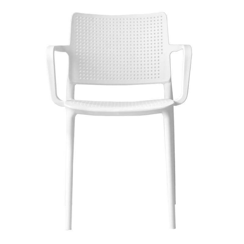 Lot de 4 chaises de terrasse ajourée en plastique avec accoudoirs (4/5)