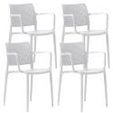 Lot de 4 chaises de terrasse ajourée en plastique avec accoudoirs