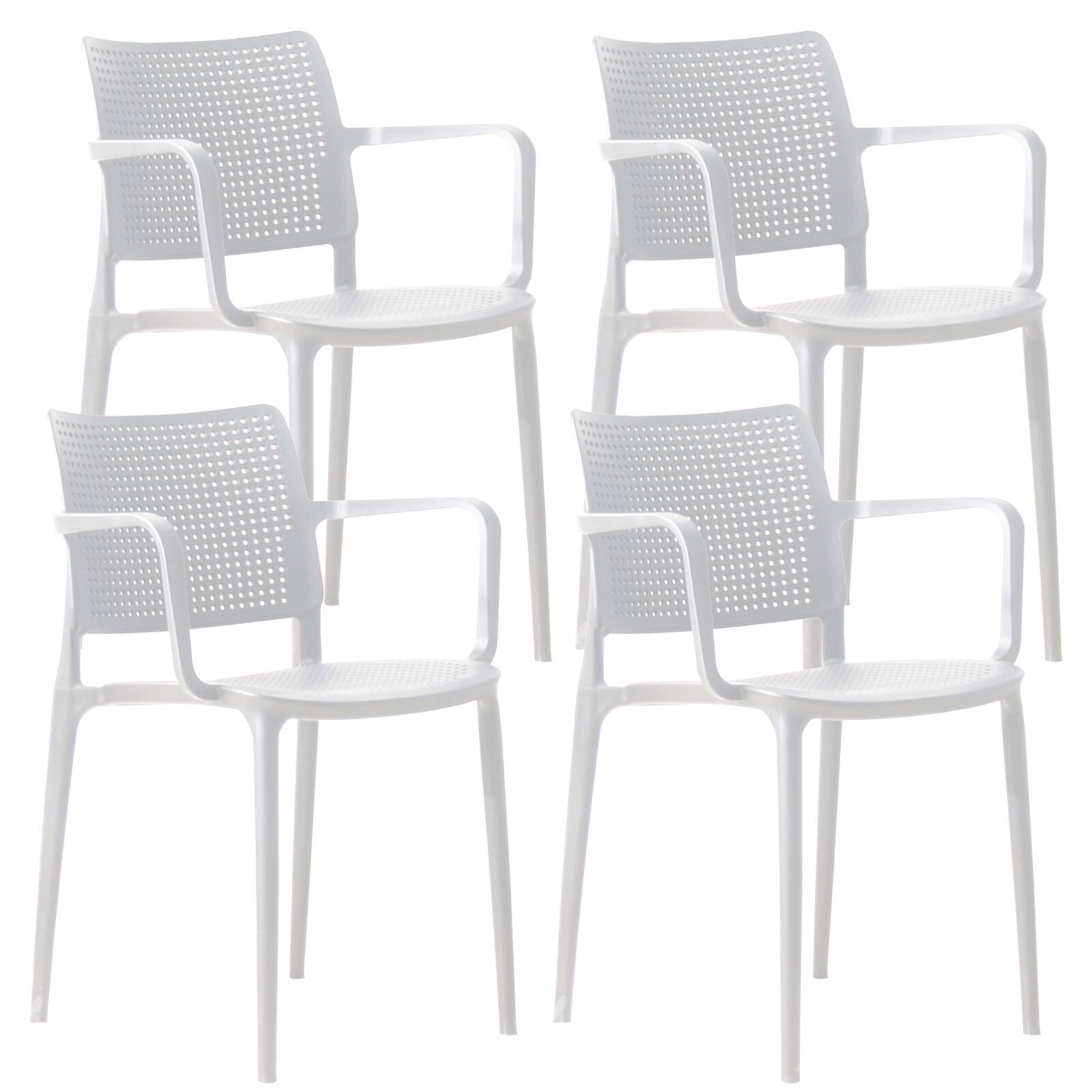 Lot de 4 chaises de terrasse ajourée en plastique avec accoudoirs
