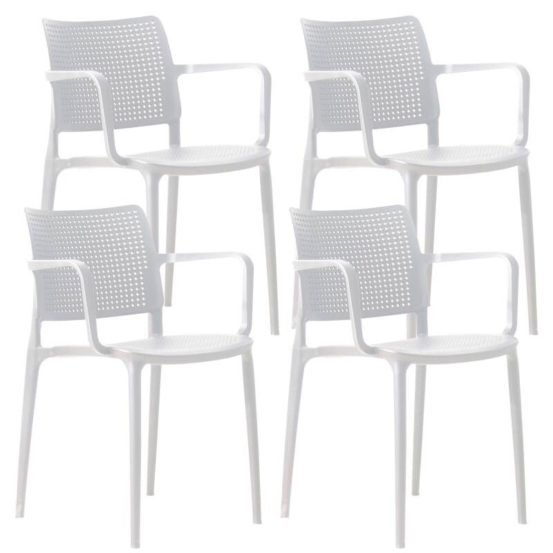 Lot de 4 chaises de terrasse ajourée en plastique avec accoudoirs