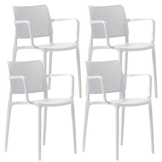 Lot de 4 chaises de terrasse ajourée en plastique avec accoudoirs