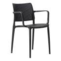 Lot de 4 chaises de terrasse ajourée en plastique avec accoudoirs