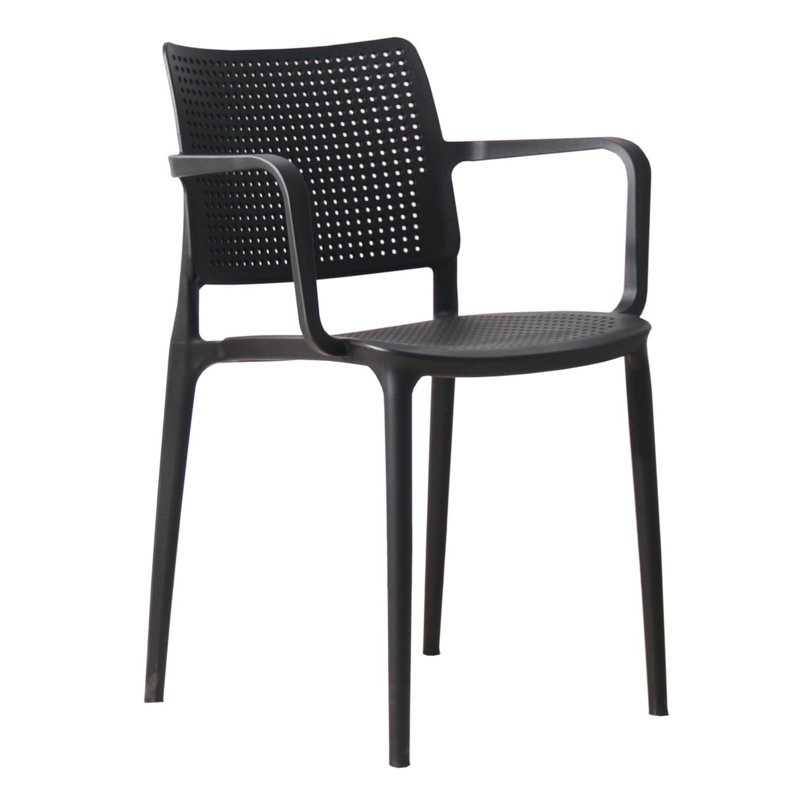 Lot de 4 chaises de terrasse ajourée en plastique avec accoudoirs