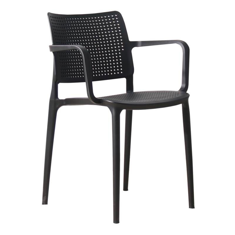 Lot de 4 chaises de terrasse ajourée en plastique avec accoudoirs