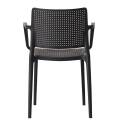 Lot de 4 chaises de terrasse ajourée en plastique avec accoudoirs