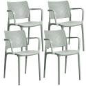 Lot de 4 chaises de terrasse ajourée en plastique avec accoudoirs