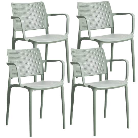 Lot de 4 chaises de terrasse ajourée en plastique avec accoudoirs