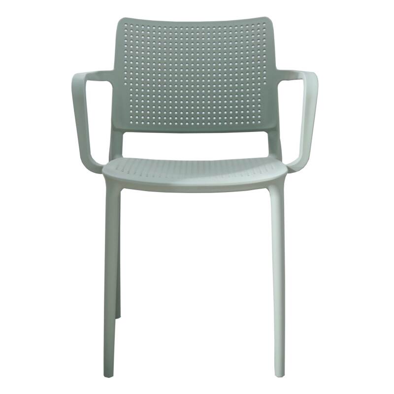 Lot de 4 chaises de terrasse ajourée en plastique avec accoudoirs (3/5)