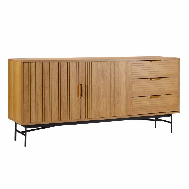 Buffet 2 portes et 3 tiroirs en mélaminé et acier 160 cm