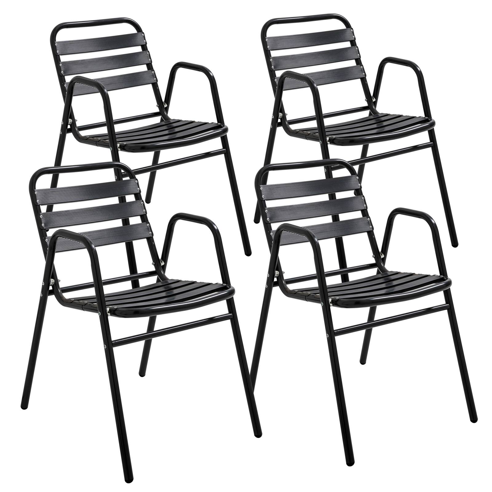 Chaises de jardin en aluminium avec accoudoirs - Lot de 4