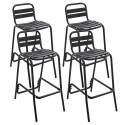 Chaises hautes de jardin en aluminium gris foncé - Lot de 4