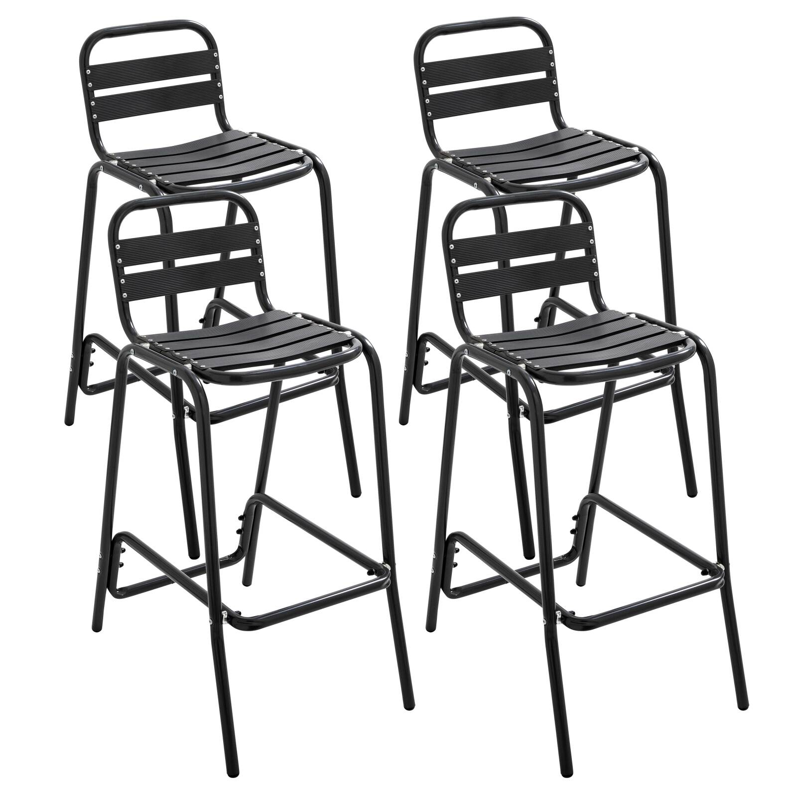 Chaises hautes de jardin en aluminium gris foncé - Lot de 4