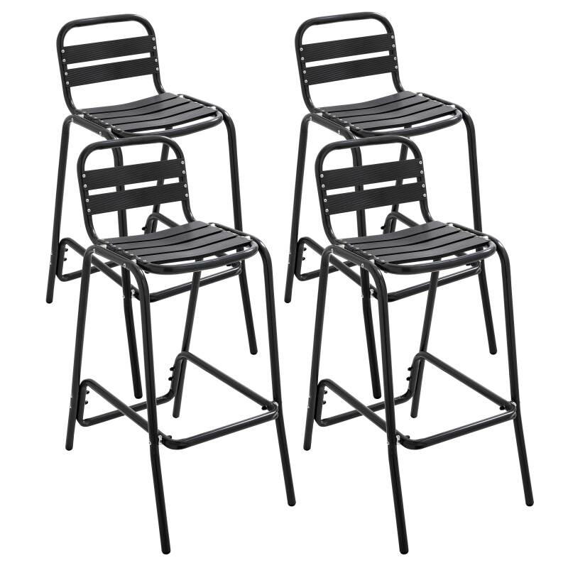 Chaises hautes de jardin en aluminium gris foncé - Lot de 4