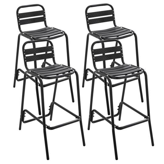 Chaises hautes de jardin en aluminium foncé - Lot de 4 | Oviala