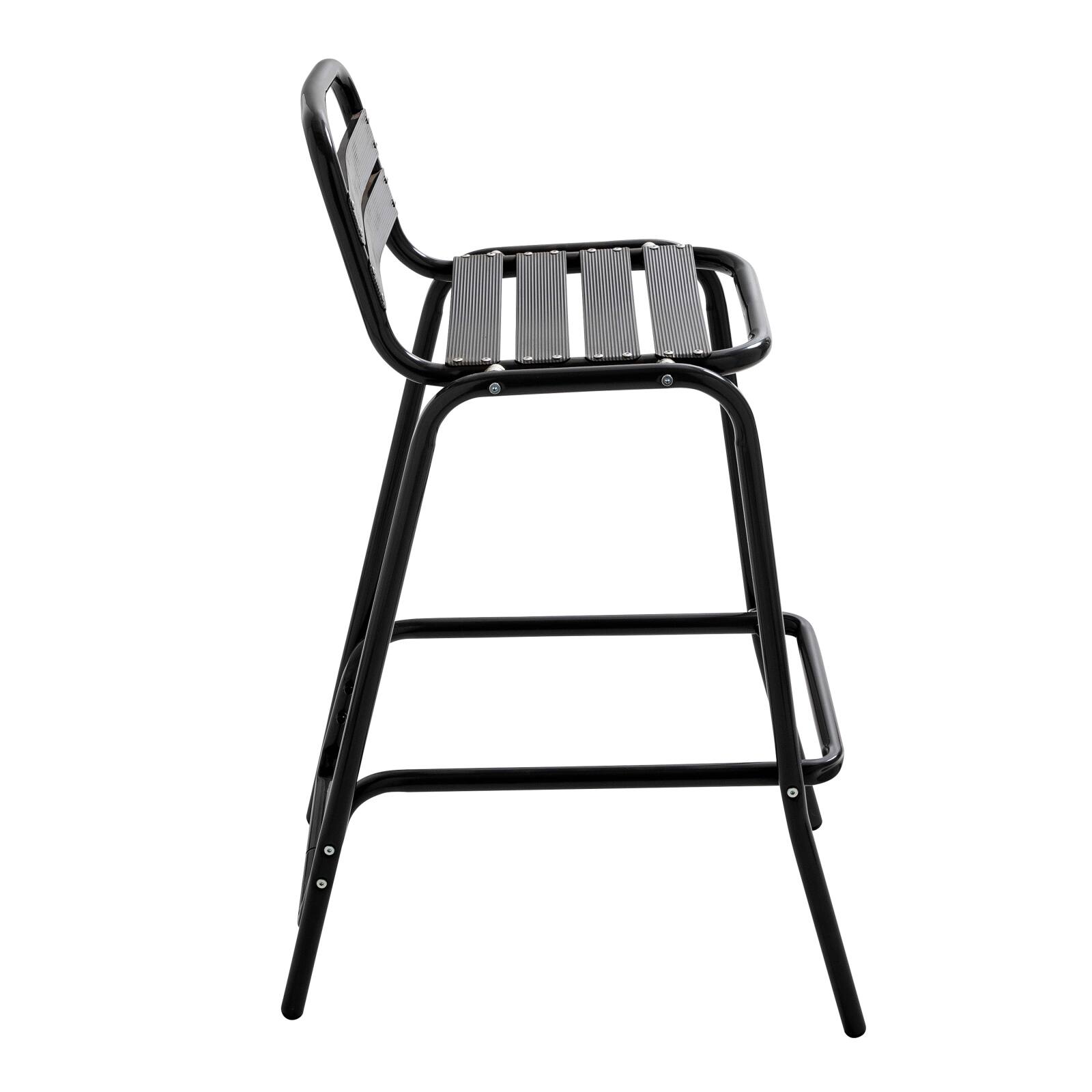 Chaises hautes de jardin en aluminium gris foncé - Lot de 4