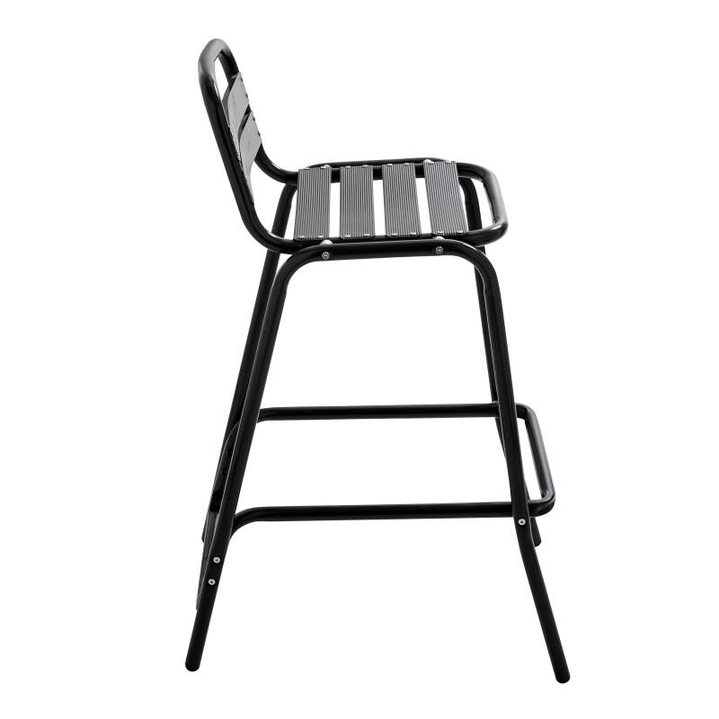 Chaises hautes de jardin en aluminium gris foncé - Lot de 4