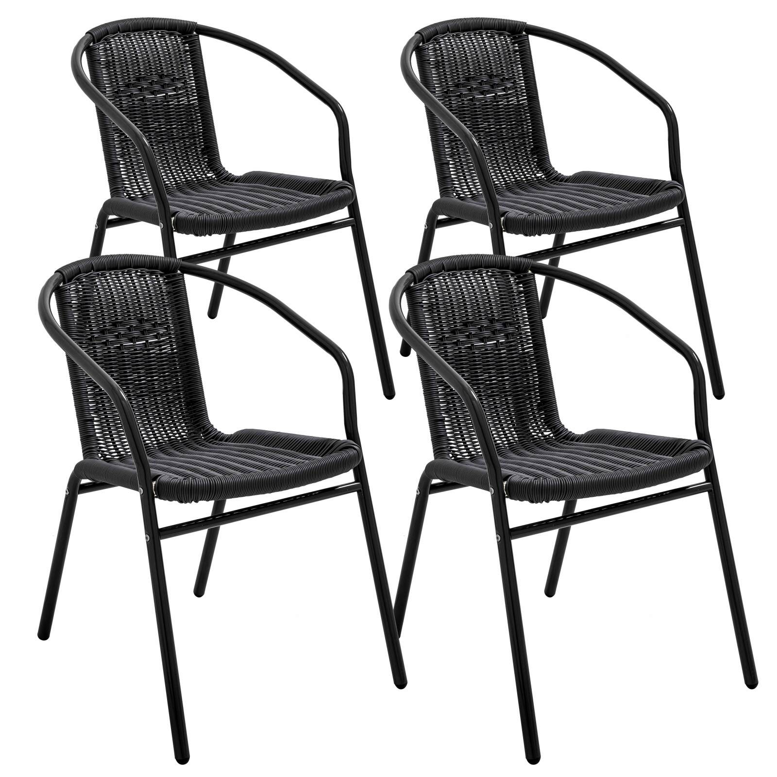 Chaises de jardin en aluminium et résine avec accoudoirs - Lot de 4