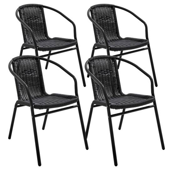 Chaises de jardin en aluminium et résine avec accoudoirs - Lot de 4 | Oviala